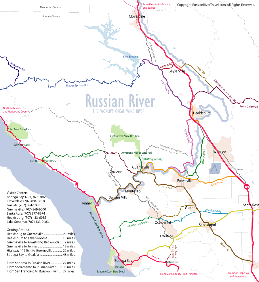 Russian River  Detailed Area Map